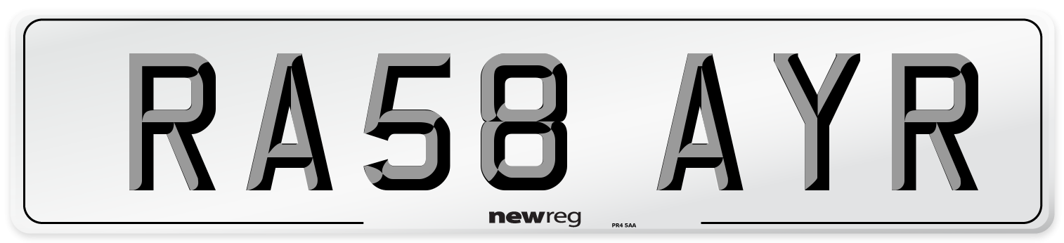 RA58 AYR Number Plate from New Reg